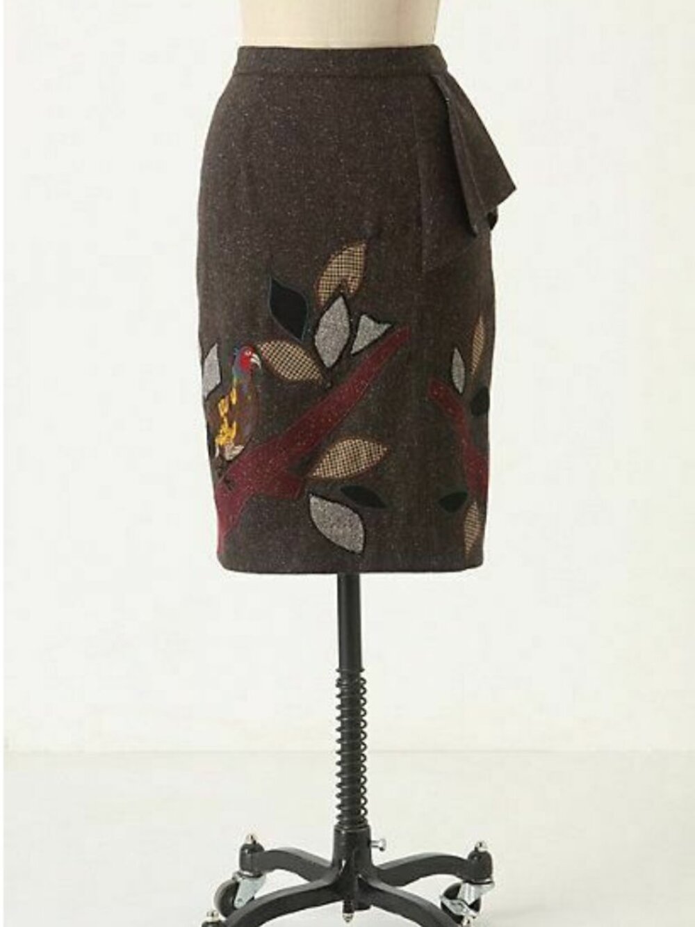 NEW! ANTHROPOLOGIE FLOREAT IN THE TREES TWEED WOOL PENCIL SKIRT 4 WHIMSICAL